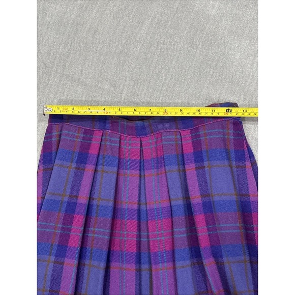 Vintage Pendleton Pink Blue Purple Tartan Plaid Wool Skirt 10 Kilt Academia - Picture 7 of 15